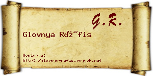 Glovnya Ráfis névjegykártya